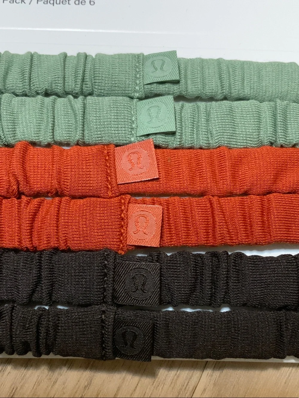 lululemon athletica Skinny Scrunchies 6-Pack in Sage, Rust & Black
